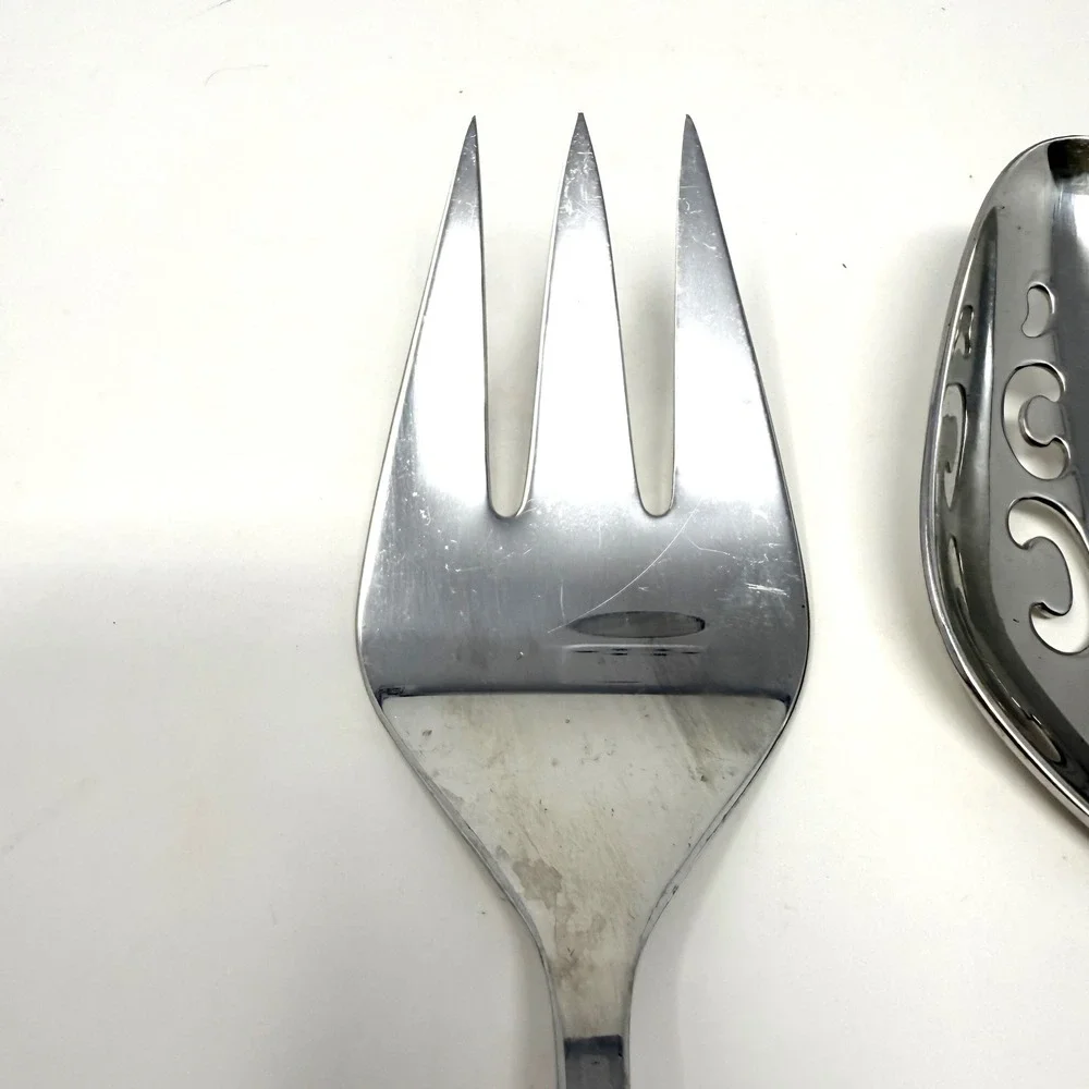 International Stainless Deluxe Danish Scroll Salad‎ Serving Set Fork Spoon